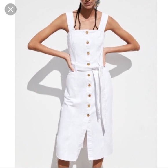 zara white denim dress
